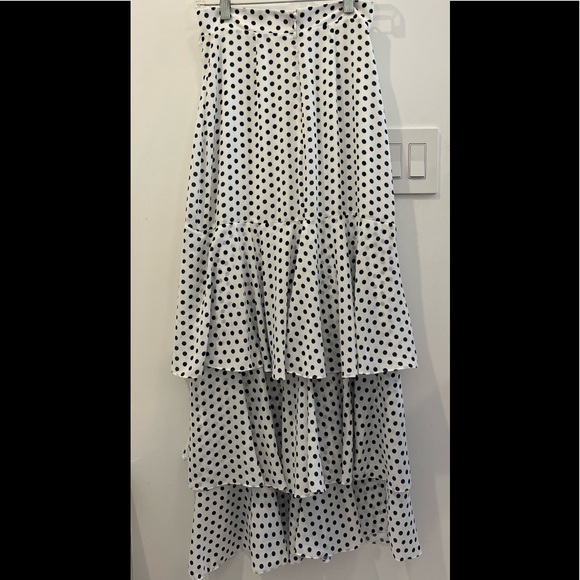 Navy blue and white polkadot layered skirt - Picture 1 of 4